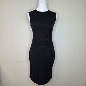NWT Theory Jorainna Black Ruched Sleeveless Sheath Dress Size S